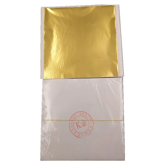 CCOCC 100 Pcs Imitation Gold Leaf Sheets, 5.5 Inch Metal Foil for Arts