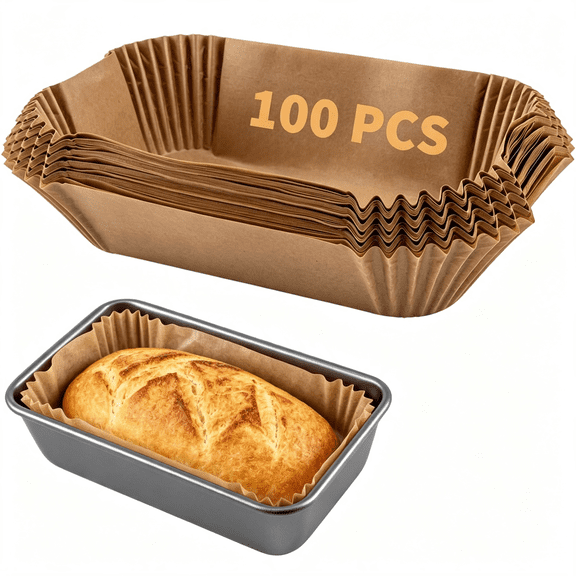 CCOCC 100 Pcs Loaf Pan Liners for Baking Bread 9X5",Disposable Non-Stick Bread Pan Liners,Pre Formed Rectangle Parchment Paper,Perfect for Baking Banana Bread,Cakes,Sourdough Bread(Brown)