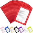 thumbnail image 1 of CCOCC 100 Pcs Resealable Mylar Bags with Zipper And Frosted Clear Window Smell Proof Packaging Bags Foil Pouch Zipper Bag for Food Self Sealing Storage Supplies(Red,2.75×3.93), 1 of 7