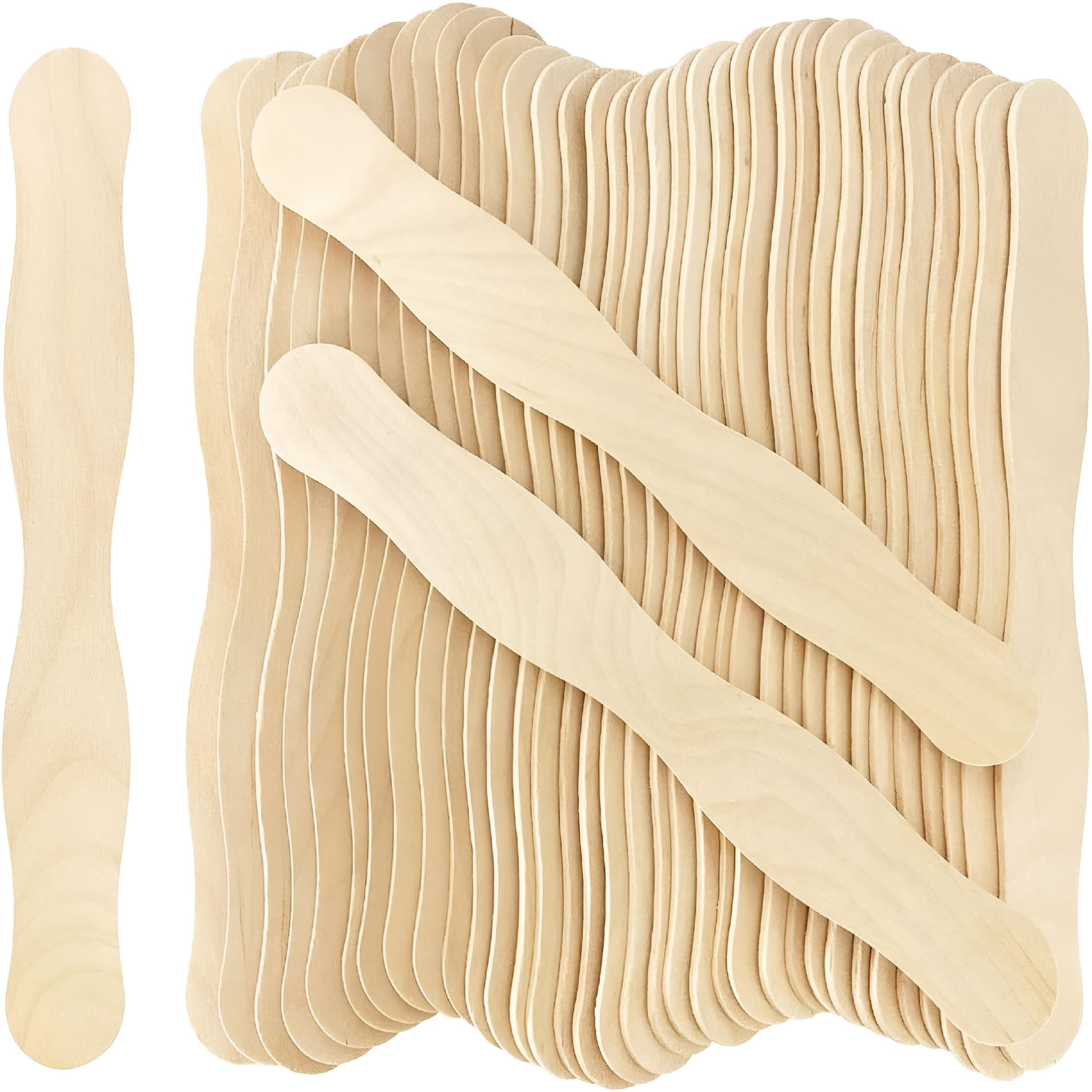 CCOCC 100 Pcs Wooden Fan Handles 8 Inch,Jumbo Craft Sticks for Wedding Programs,Paint Mixing Crafts,Home Art Projects,Classroom Art Supplies