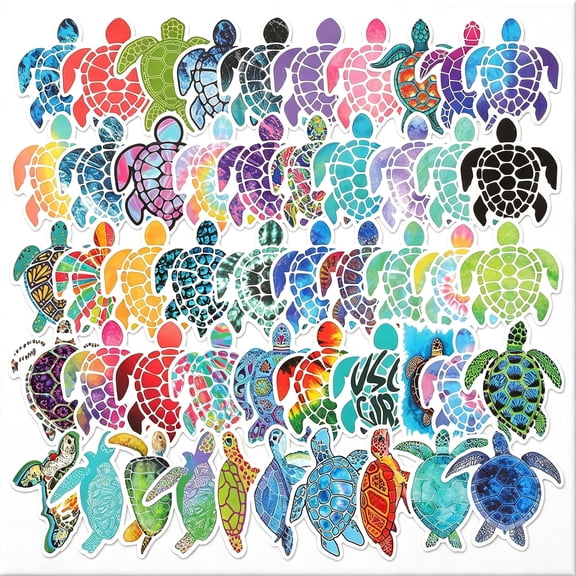 CCOCC 100 Pieces Summer Colorful Sea Turtle Stickers Sea Turtle Waterproof Vinyl Stickers Decal Ornament for Diy Laptop, Motorcycle, Bicycle, Luggage, Phone, Water Bottle, Skateboard