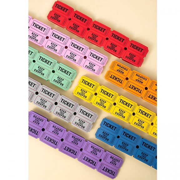 BESTSKY 100 Pink Colored Raffle Tickets Double Roll 5050 Carnival Fair Split the Pot One