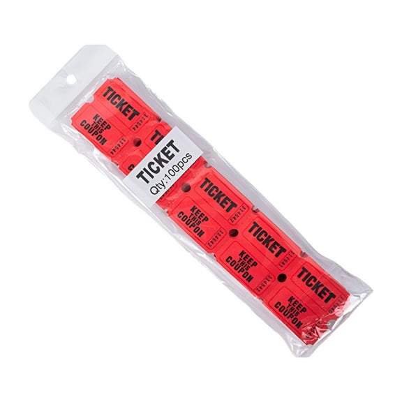 CCOCC 100 Red Colored Raffle Tickets Double Roll 50/50 Carnival Fair Split The Pot One Hundred Consecutively Numbered Fundraiser Festival Event Party Door Prize Drawing Perforated Stubs (Red)