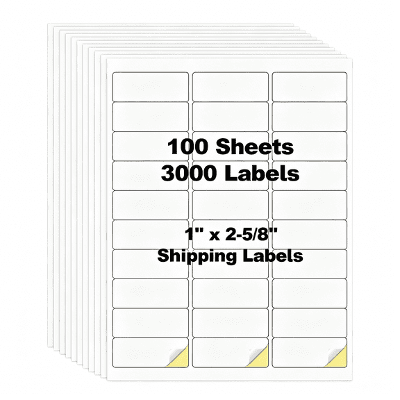 CCOCC 100 Sheets 3000 Pcs 30 Up 1"X2-5/8 Shipping Address Barcode Labels for Laser&Inkjet Printers,1X2.625 Labels on Us Letter,30 Per Sheet Return Address Labels,30 Per Page