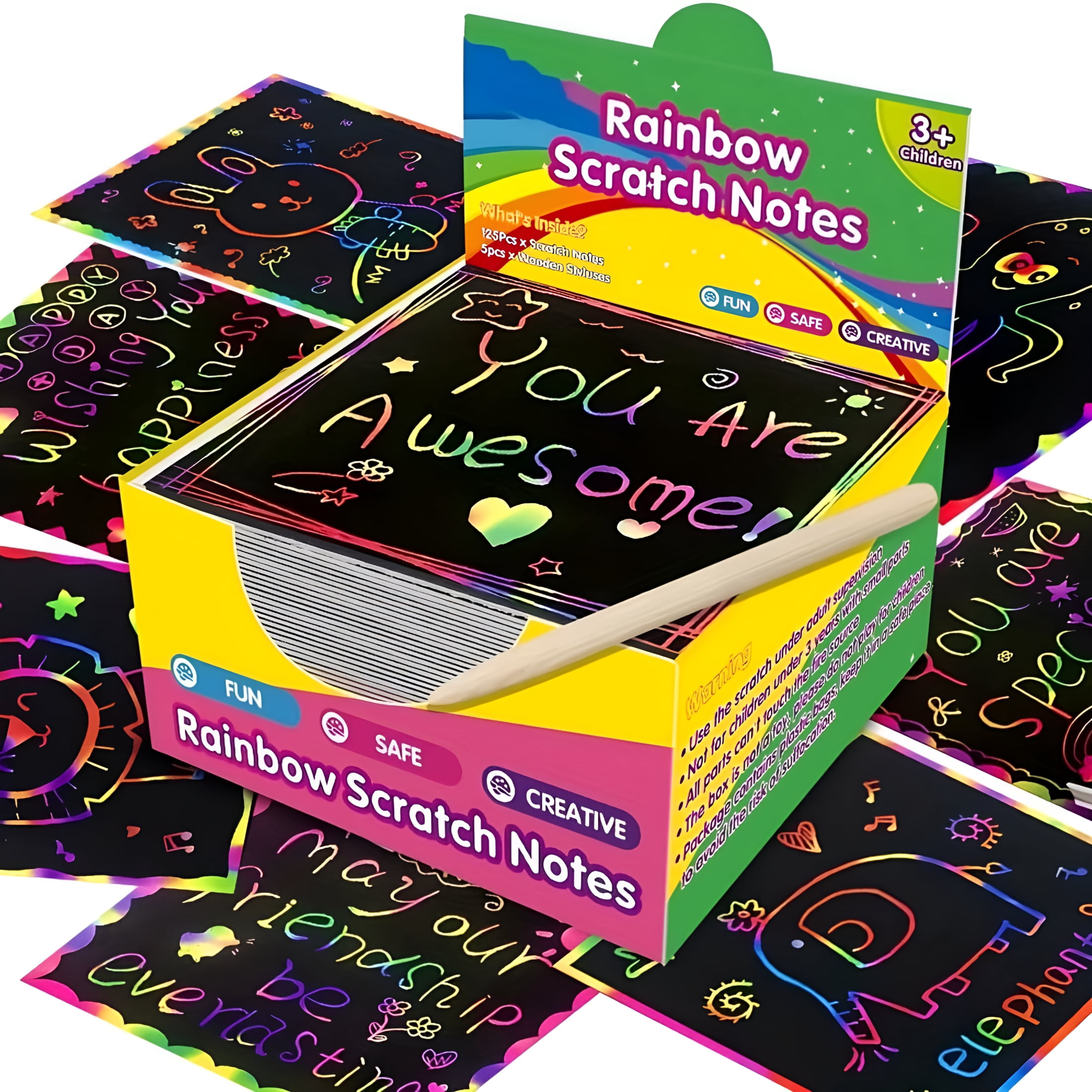 CCOCC 100 Sheets of Scratch Paper for Children Rainbow Scratch Paper ...