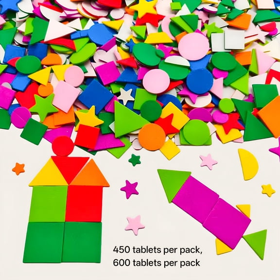 CCOCC 1000 Pieces Foam Shape Stickers Self Adhesive Felt Shape for Kids Crafts Mini Arts and Crafts Geometric Foam Stickers Preschool Assorted Colors (Circle, Square, Triangle)
