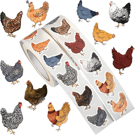 Sticker Design For Scarp Book CCOCC 1000Pcs Chicken Sticker Roll,2 Rolls 10 Designs Farm Stickers ...
