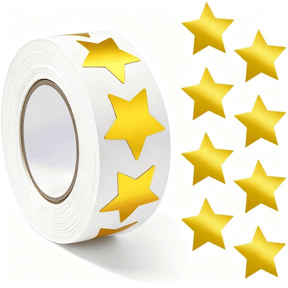CCOCC 1000Pcs Gold Star Stickers - 1" Holographic Self-Adhesive Metallic Foil Star Labels,Sparkly Reward Stickers for Classroom Supplies,Teacher Incentives & Behavior Tracking