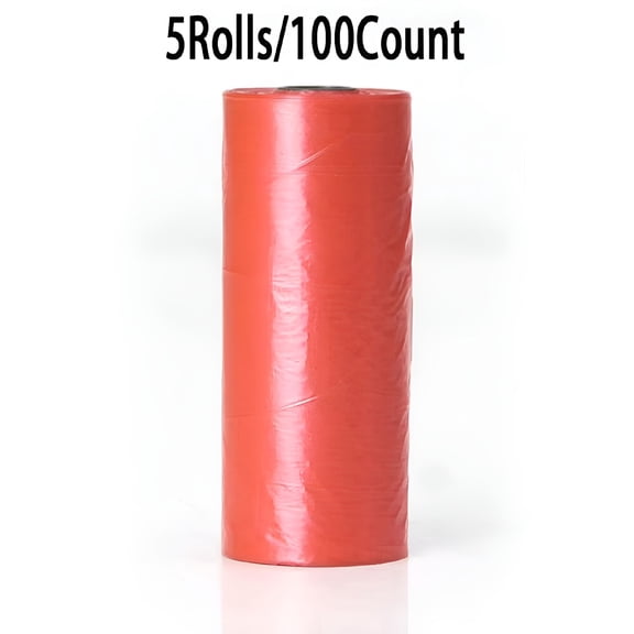 CCOCC Dog Poop Bags 100 Count, Leak Proof Waste Pickup Rolls for Pet Hygiene, Unscented Red Cleanup Sacks for Walking Outdoor Disposal