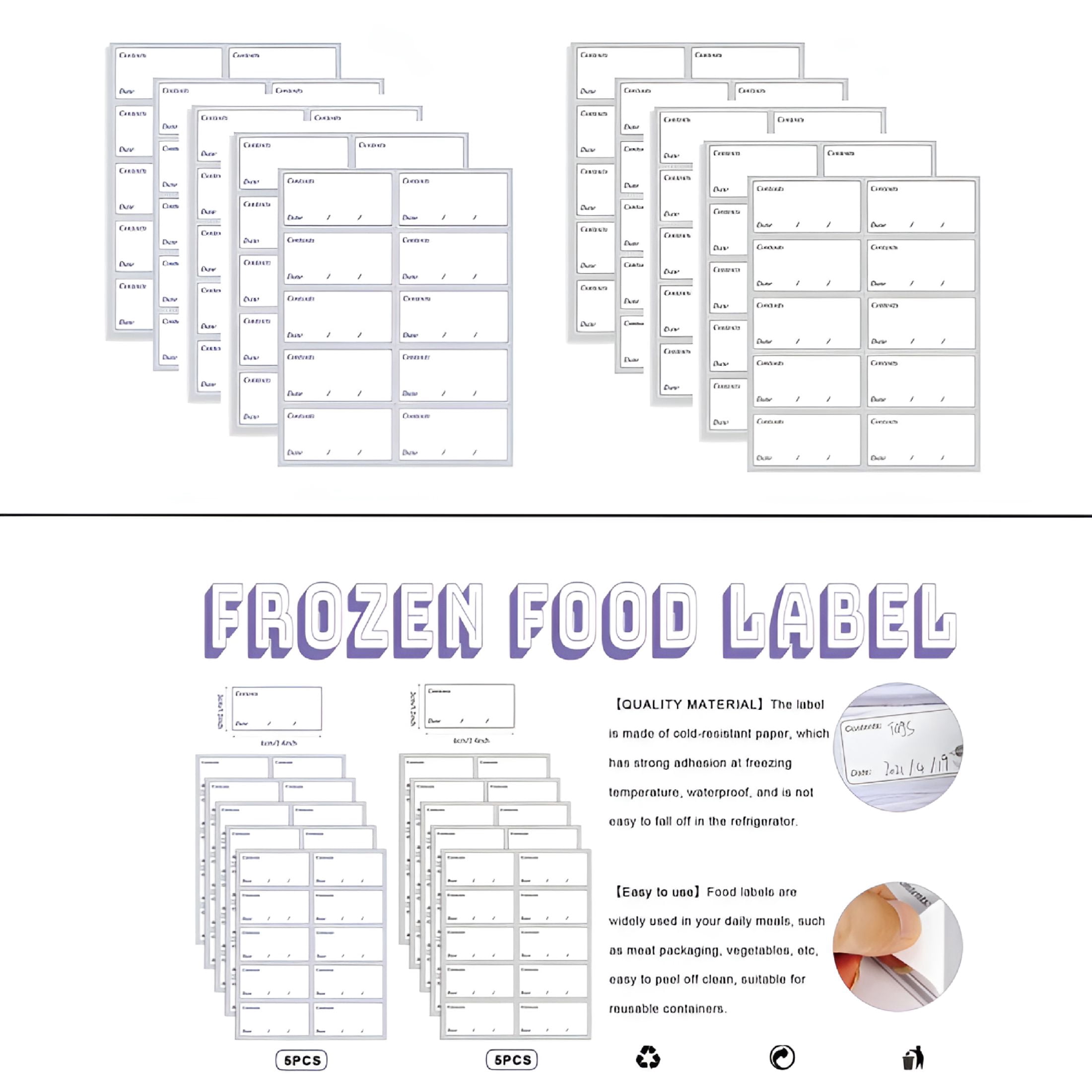 Tafura Removable Freezer Labels – 200 Pack, 1x3 Inch, Write-On Stickers For Food Containers