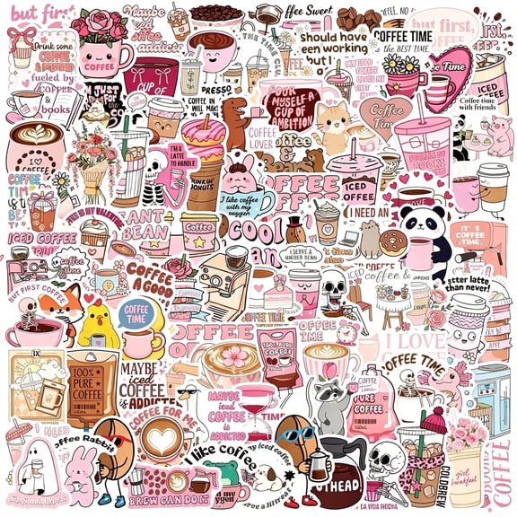CCOCC 100Pcs Funny Coffee Stickers Meme Coffee Expressions Sticker for Teens Adults,Snarky Vinyl Water Bottle Stickers Pack,Waterproof Cool Meme Decals for Laptop Scrapbook Sarcastic Hard Hats
