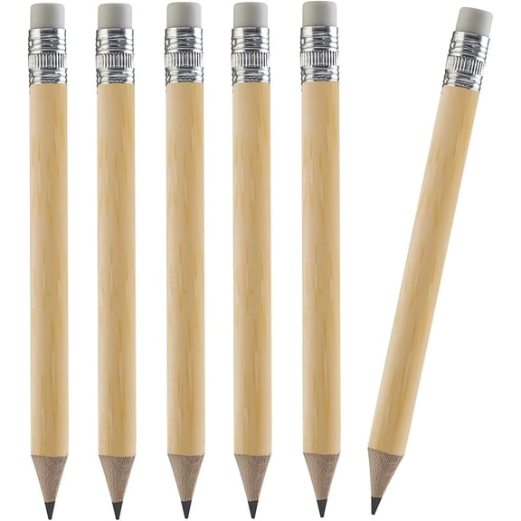 CCOCC 100Pcs Golf Pencils, 4 Inch Mini Half Pencils with Eraser Sharpened Wood Mini Round for Schools Wedding Toddlers Home Corporate Multiple Colours (Natural)