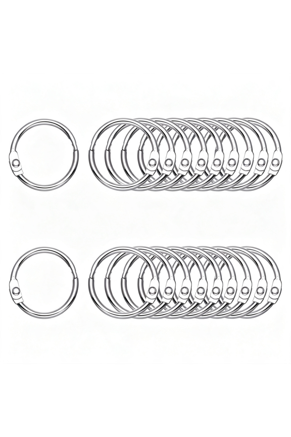 100Pcs Loose Leaf Binder Rings,0.75"Diameter,Nickel Plated Metal Book Paper Rings Clips Keychain Keyrings for Index Cards,Flashcards,Notebooks,Photos,Scrapbooks,Home Office Supplies