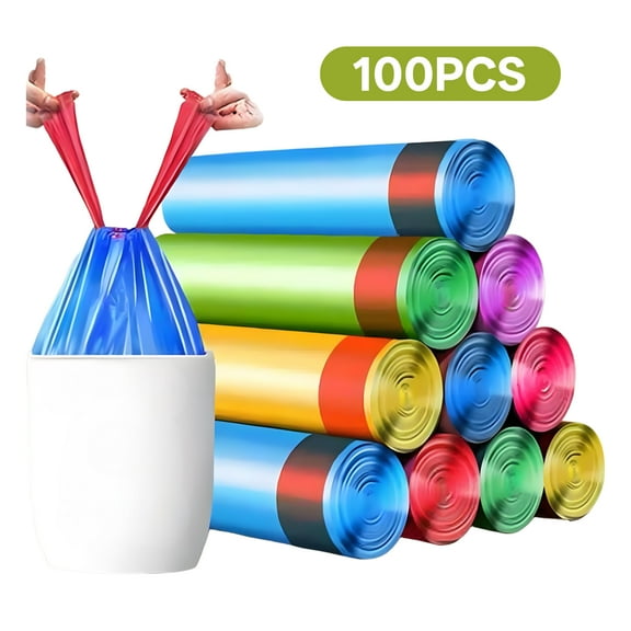 CCOCC 100Pcs Small Garbage Bags,2.6Gallonleak Resistant Small Bathroom Trash Bags,Nursing Home Common Area Bags 2.6 Gallon Trash Bag,style7