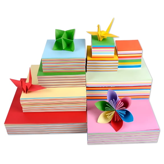 CCOCC 100Pcs Square Origami Paper Double Sided Coloured DIY Folded Papercraft Tool 10cm 100pcs