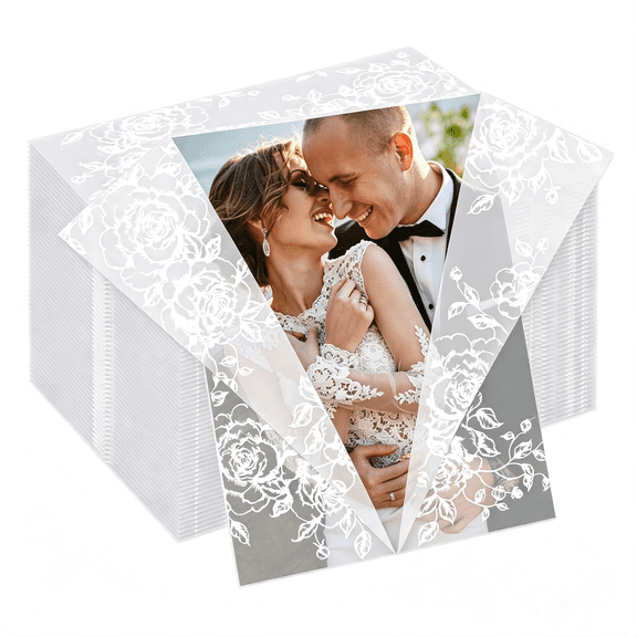 CCOCC 100Pcs Vellum Jackets for 5X7 Wedding Invitation Sleeves,Pre-Folded Floral Vellum Paper Translucent Envelope Inserts Liner 115 Gsm for Birthdays,Bridal Baby Showers