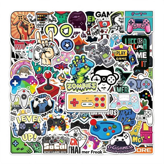 CCOCC 100Pcs Video Games Stickers, Vinyl Waterproof Decals for Water Bottles | Games Stuff Stickers with Motivational Positive Gamer Decals for Laptop Computer Luggage Cup