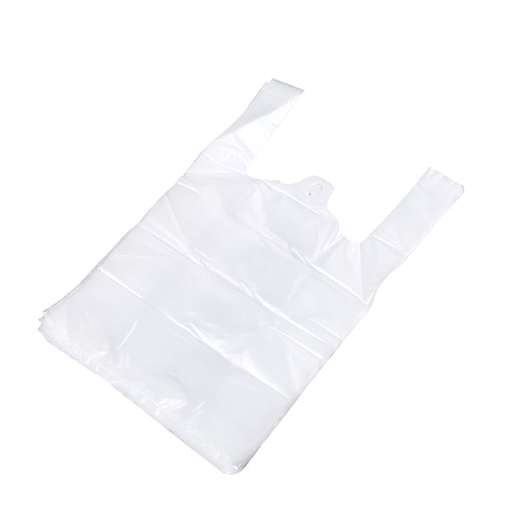 CCOCC 100Pcs White Food Grade Plastic Bag with Handle Food Packaging Bag for Supermarket Store Grocery (20*30)