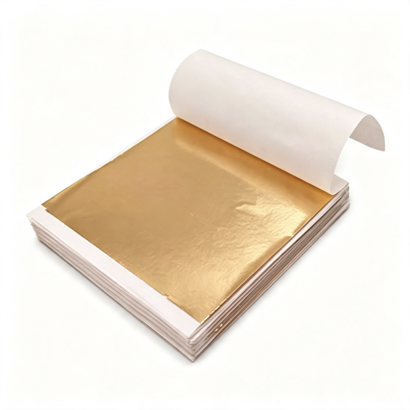 CCOCC 100Pcs of Golden Leaf Diy Art Craft Paper for Scrapbook and Home Decoration,Gold Leaf Sheets Champagne Gold