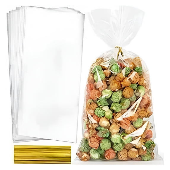 CCOCC 100pcs -Clear Cellophane Bags 6*12 With Ties Goodie Bags For ...