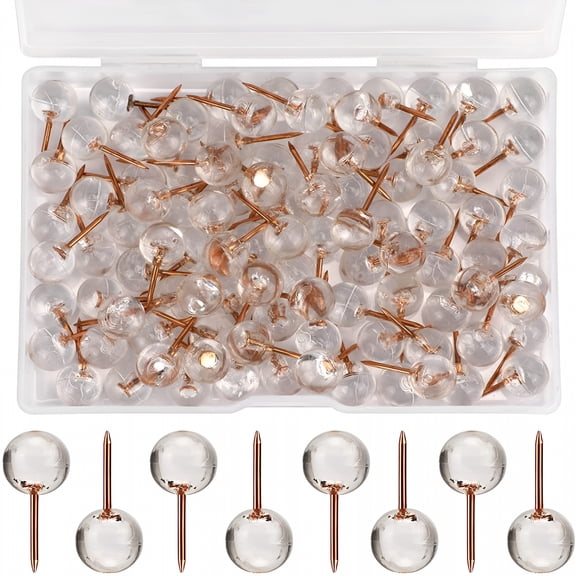CCOCC 100pcs Map Tacks Plastic Push Pins for Photos Wall,Maps,Bulletin Board,Rose Gold