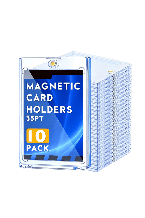 10Ct Magnetic Card Holder,35Pt One Touch Card Holders with Uv Protection-Hard Plastic Case Card Protector Trading Cards,Display Case for Sports,Baseball,Football,Game Cards