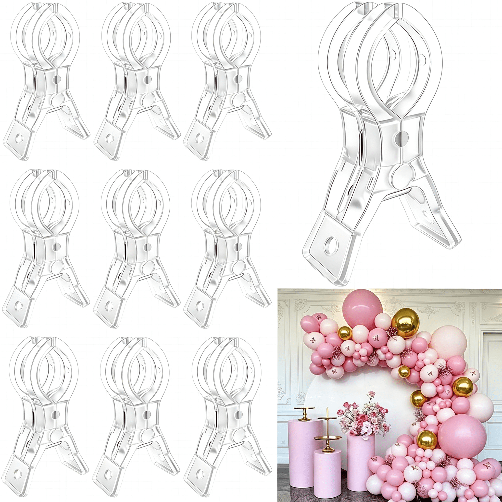 CCOCC 10Pcs Clear Balloon Arch Clips 3.5