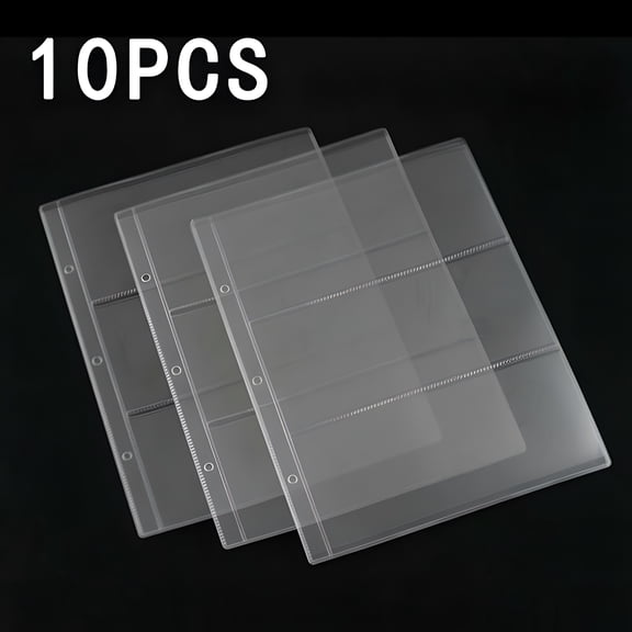 CCOCC 10Pcs Currency Sleeves for Collectors,3-Hole Punched Currency Album Pages for Paper Money Collection,Dollar Bills,Foreign Currency,or Coupons Clear