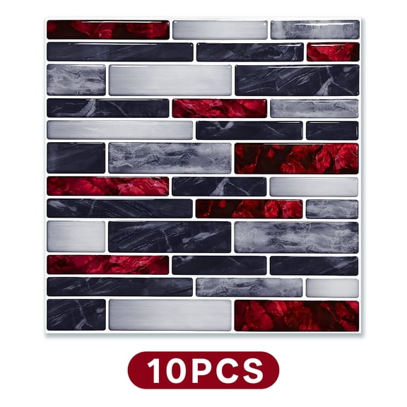 CCOCC 10Pcs Self Stick Wallpaper,Realistic Marble Texture Wall Panels,Waterproof Surface Coating Wallpaper for Bathroom,Style1