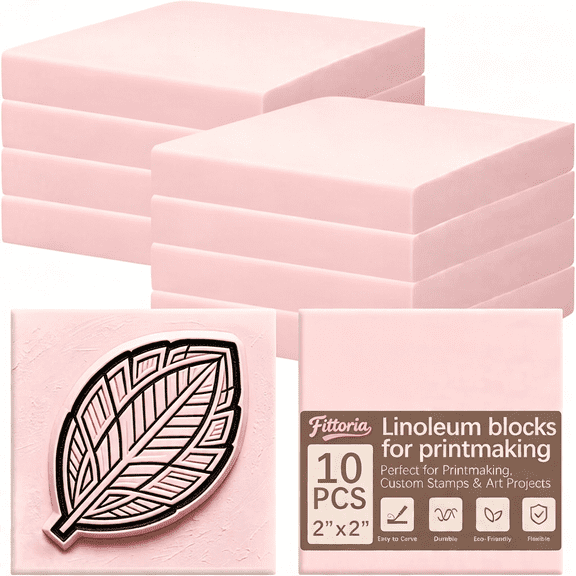 CCOCC 10Pcs Square Linoleum Blocks for Printmaking,2X2In Premium Rubber Stamps, Printmaking Supplies for Printing, Stamp Making, and a Wide Range of Diy Craft Projects