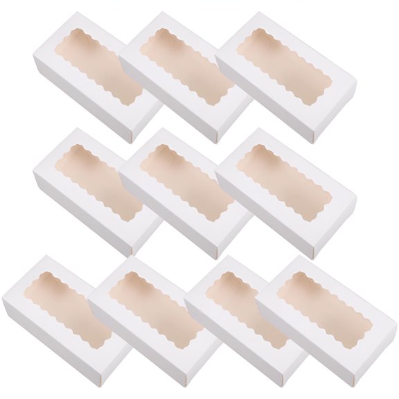 CCOCC 10Pcs White Bakery Boxes with Window Large Cookie Box Treat Boxes Strawberries Chocolate Pies Muffins Pastries Desserts Box for Wedding Valentine'S Day