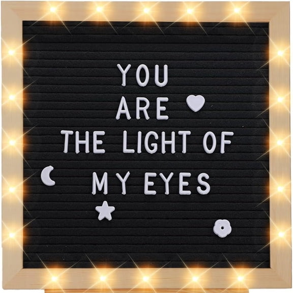 CCOCC 10X10" Felt Board Felt Letter Board, Built-In Led Lights Changeable Message Board Word Board Letter Board Sign 170 Letters with Stand, Pregnancy Announcements Baby Announcement Sign