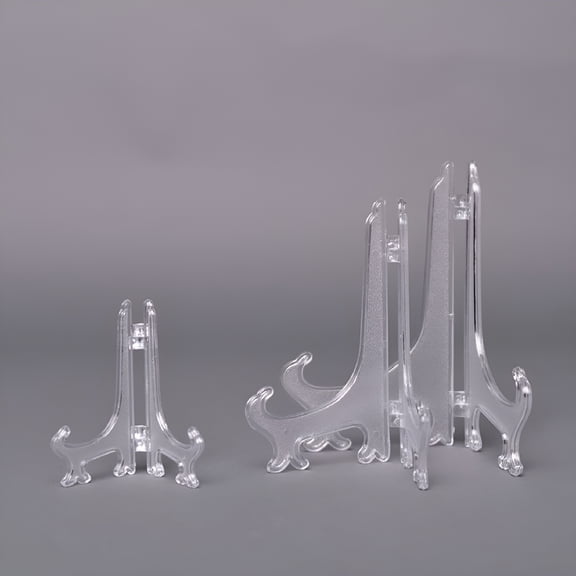 CCOCC 10pcs Clear Plastic Easels Plate Holders Display Dish Rack Picture Frame Photo Book Pedestal Stand
