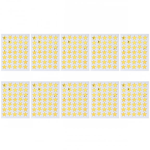 CCOCC 10pcs PVC Sticker Five-pointed Star Self Adhesive Removable Sparkle Students Rewards for Kids Golden