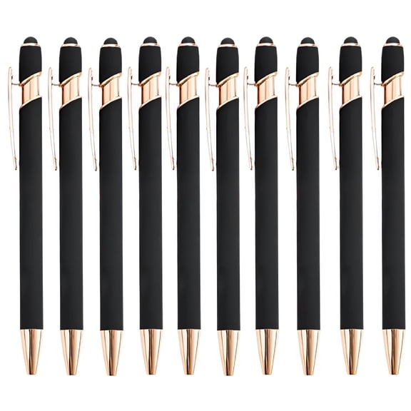 CCOCC 12-Count Rose-Gold Ballpoint Pens with Stylus Tip,1.0 Mm Smooth Writing Set for Touch Screens,Executive Click Pens for Office,12*Pen