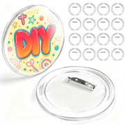 CCOCC 12 Pack 3 Inch Clear Custom Photo Button Pins Diy Acrylic Blank Badges | No-Machine Snap-Together Badge Pins with Circle Template for Logos Names Parties Schools and Crafts