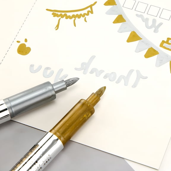 CCOCC 12-Pack Gold and Silver Metallic Craft Markers, Shiny Paint Pens for Glass, Ceramic, Plastic, Calligraphy