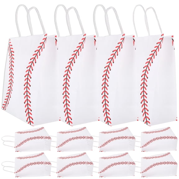 CCOCC 12 Pcs Baseball Snack Bags, Kraft Paper Party Favor Wrapping for Birthday Events, Sports Themed Gift Packing for Candy and Treats