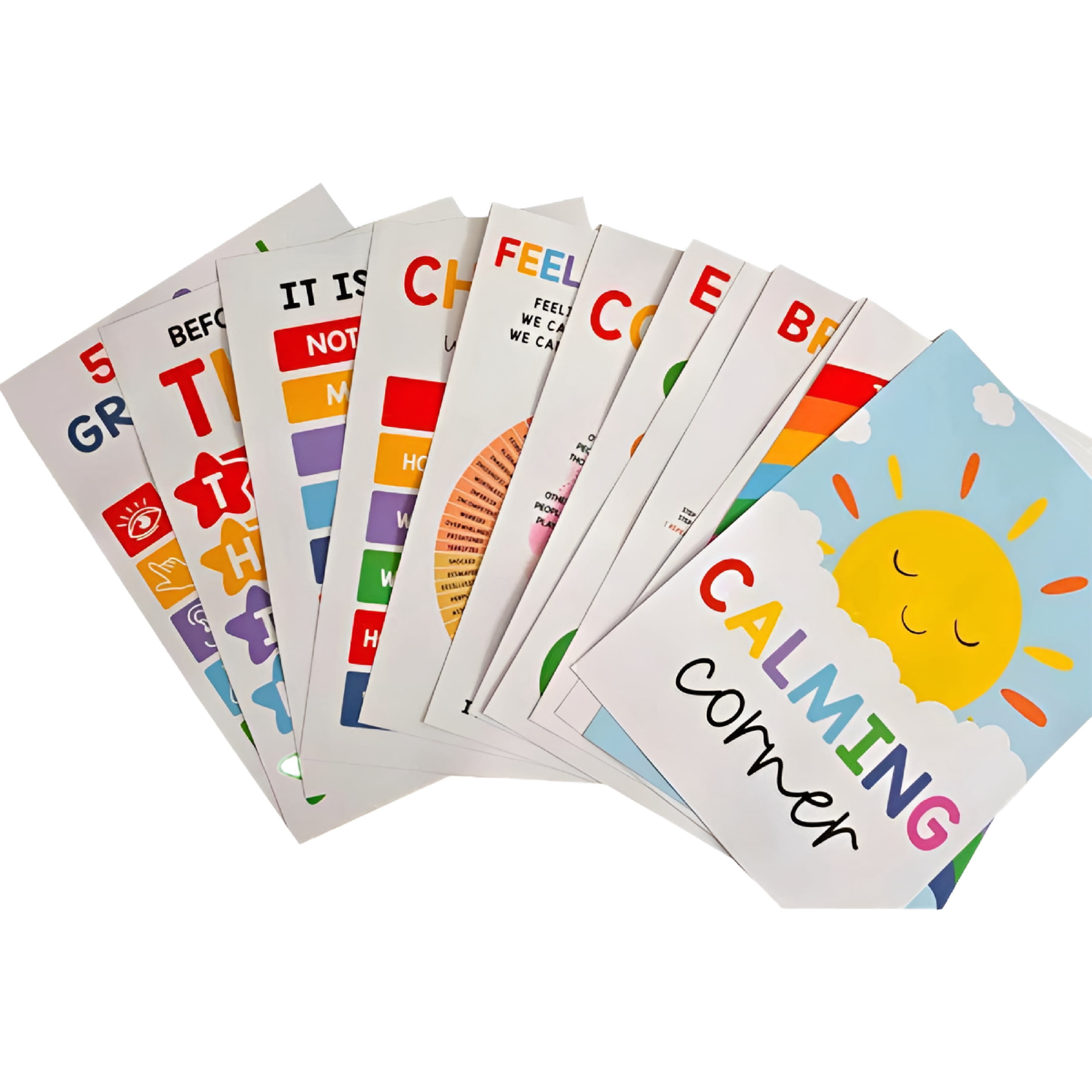 CCOCC 12 Pcs Calming Corner Posters for Kids-Feelings Wheel Chart ...