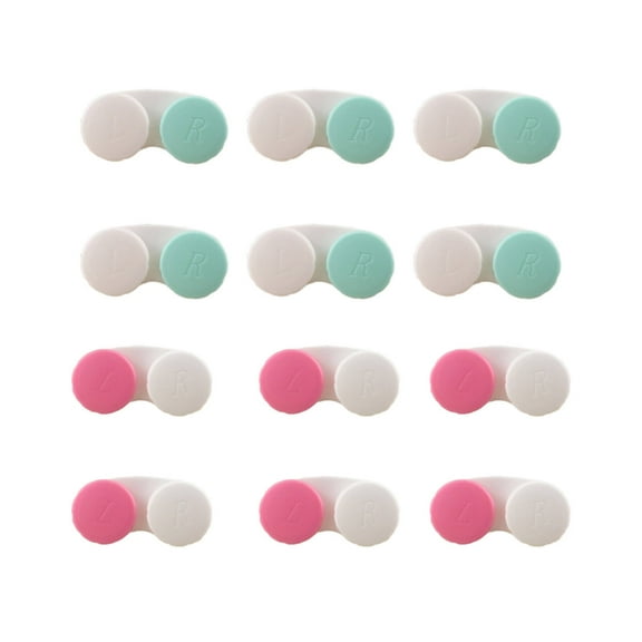 CCOCC 12 Pcs Contact Lens Case,Trendy Storage Eyeglass Case,Eye Protection Stylish Box Contact Lens Storage Supplies,Green&Pink