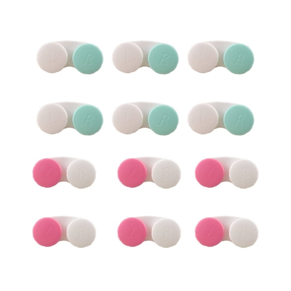 CCOCC 12 Pcs Contact Lens Case,Trendy Storage Eyeglass Case,Eye Protection Stylish Box Contact Lens Storage Supplies,Green&Pink