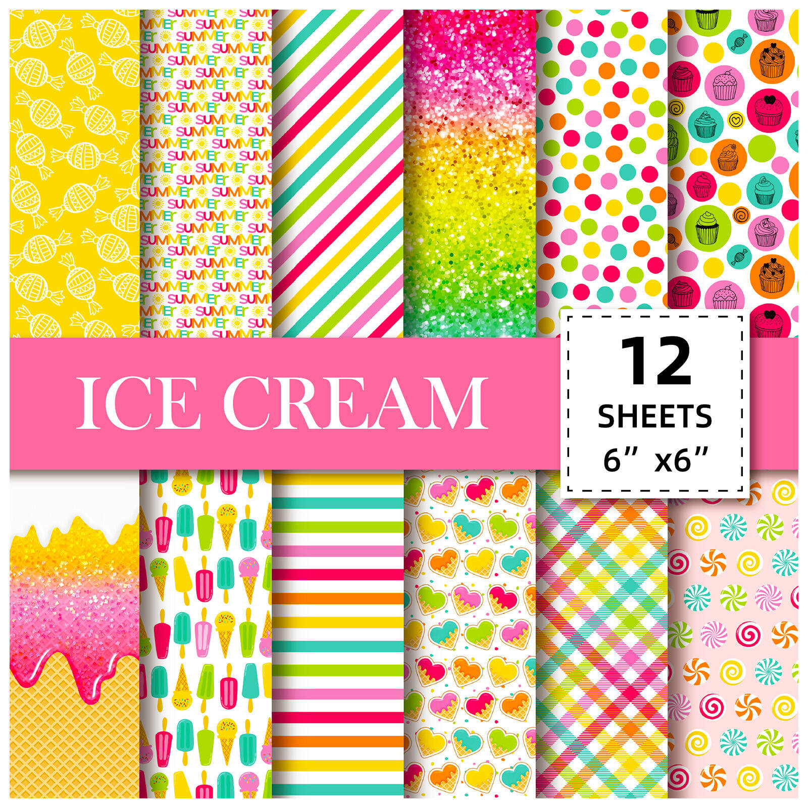 CCOCC 12 Pcs Cute Stickers,15cm*15cm Cute Stripes Funny Stickers,Retro ...