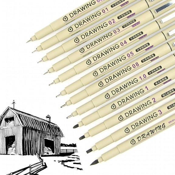 CCOCC 12 Pcs Micro Fineliner Drawing Pens, Waterproof Archival Ink Markers for Art, Sketching, Journaling, Watercolor, Technical Line Work, Black Ink Set