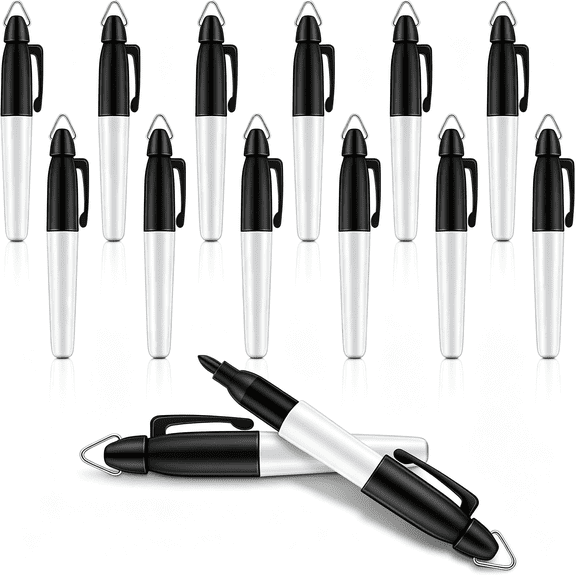 CCOCC 12 Pcs Mini Permanent Markers with Keychain Clips for Cna Nurses Badge Quick Drying Fine Point Ink Pens for Office Outdoor Activities(Mini Markers Black)