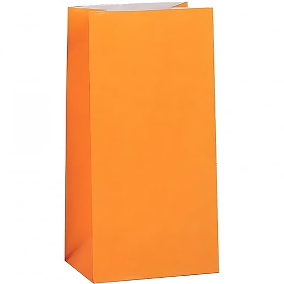 CCOCC 2026 New 12 Pcs Orange Party Favor Bags Kraft Paper Gift Bags Fall Treat Bags Goodie Candy Bags for Autumn Thanksgiving Wedding Baby Shower Birthday Party Wrapping Supplies(13824Cm)