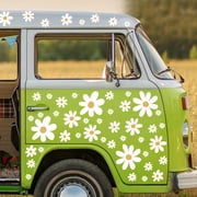 CCOCC 12 Sheets Daisy Stickers 147 Pcs Daisy Flower Car Decals Vinyl Self Adhesive Retro Flower Car Stickers Cling for Bumper Window Laptop Scratch Cover Wall Mirror Truck Decoration