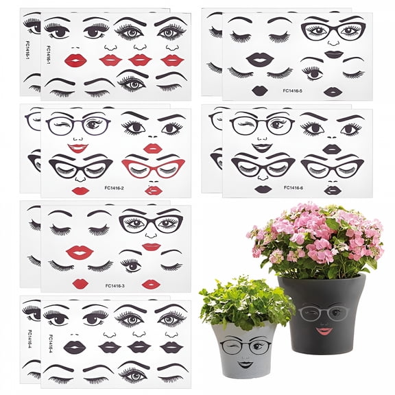 CCOCC 12 Sheets Face Stickers for Crafts Funny Faces Stickers Faces Large Drawing Faces Stencils Make A Face Sticker Fun Eyes Lips Mouth Nose Decals