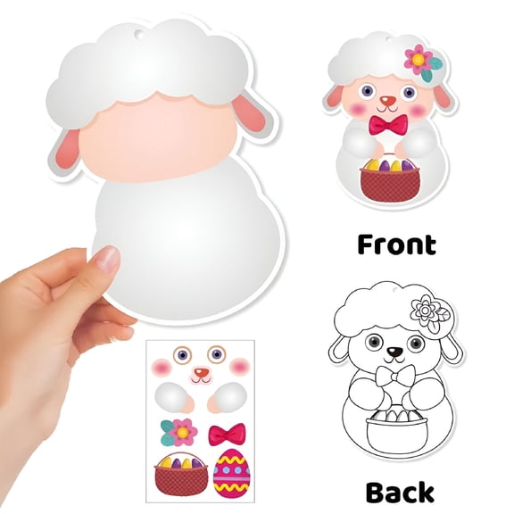 CCOCC 120 Pcs Easter Diy Craft Kit for Kids - Egg,Bunny,Cross,Scene Stickers and Decorations,Handmade Easter Cards with Ribbons for ChildrenS Easter Activities,Gifts,and Home Decoration