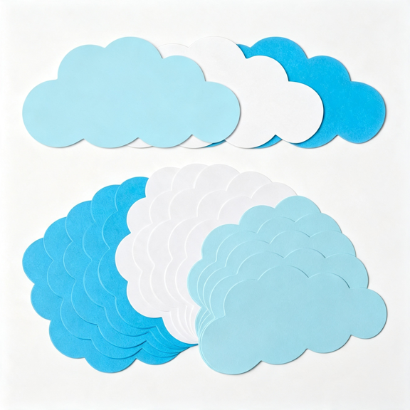 CCOCC 120 Pieces Cloud Cutouts White and Blue Paper Cloud Shapes Cardstock Die Cut 4In Paper Cloud Classroom Decoration for Bulletin Board,Party Wall Decoration,School Craft Projects