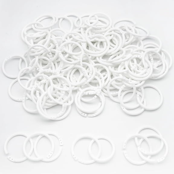 CCOCC 120Pcs Plastic Binder Rings Loose Leaf Book Rings,1-1/2",White,Index Card Rings Binder Clip Rings for Flash Cards,Key Rings,Index Cards,Paper (40Mm,White)